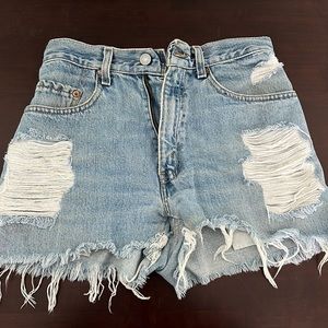 Distressed Levi Jean Shorts